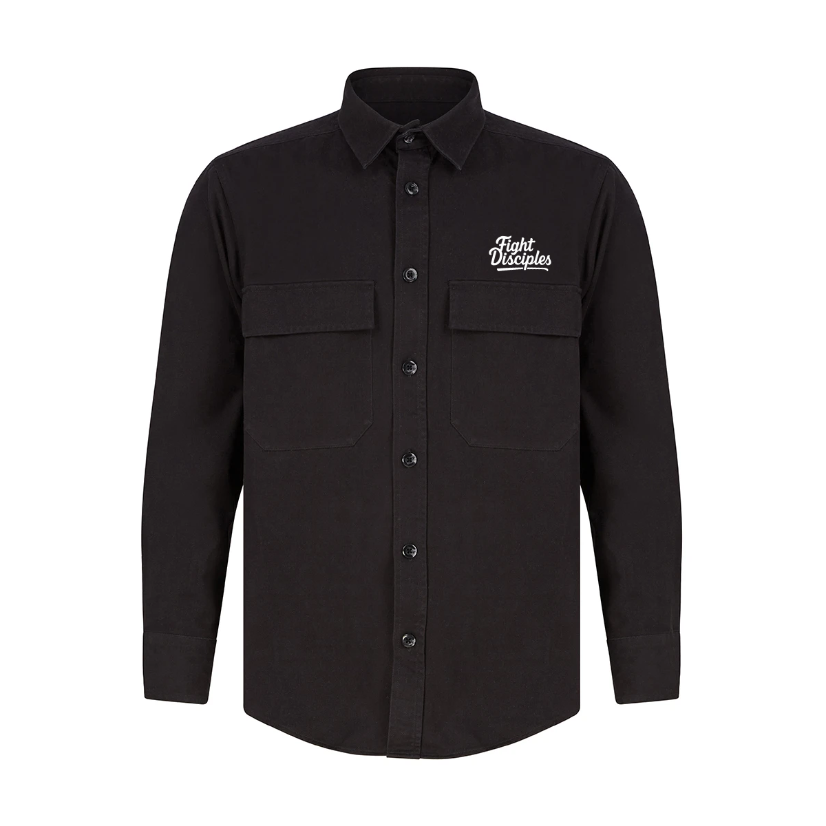 Black Script Drill Overshirt