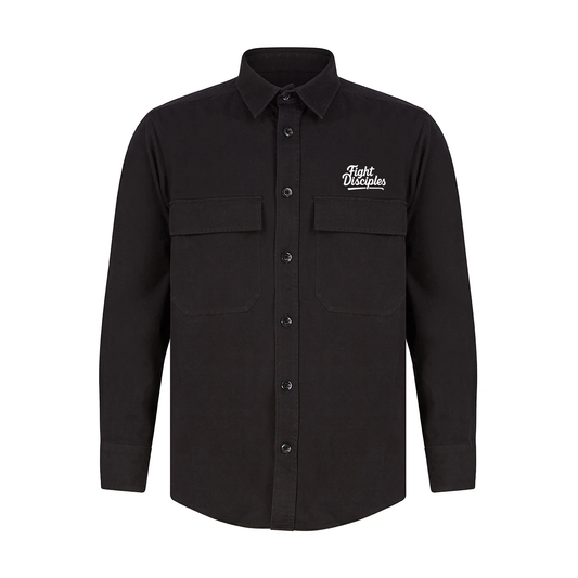 Black Script Drill Overshirt